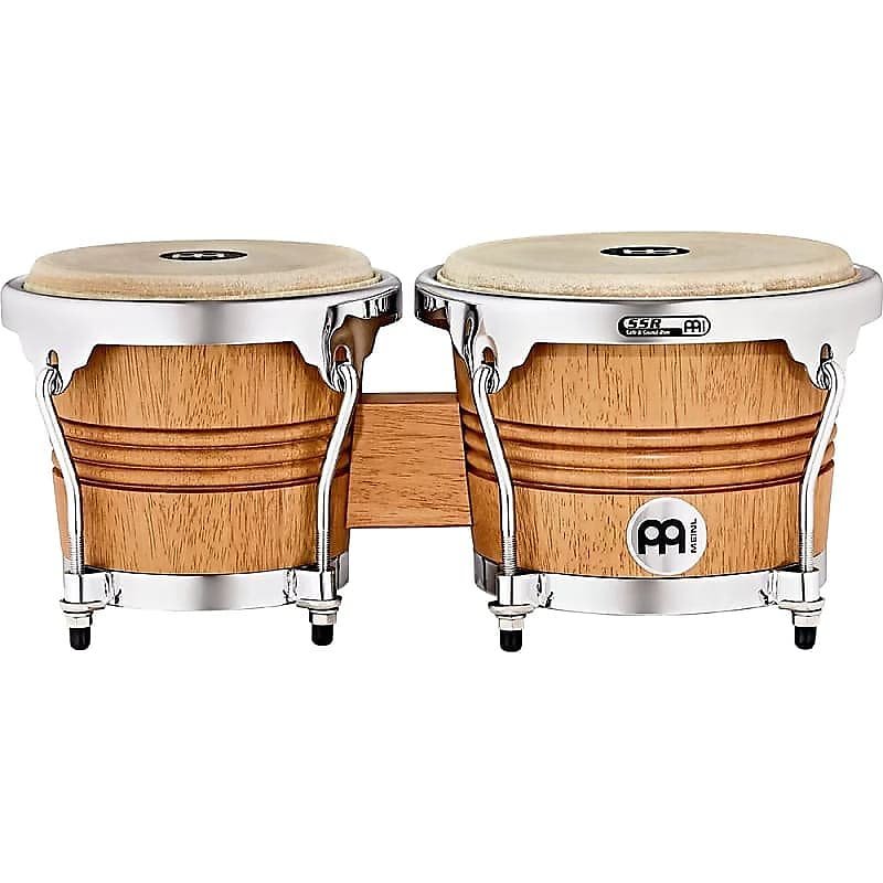 Bongós de madera Meinl WB200SNT-M de 6 3/4" y 8" en color Super Natural con herrajes cromados